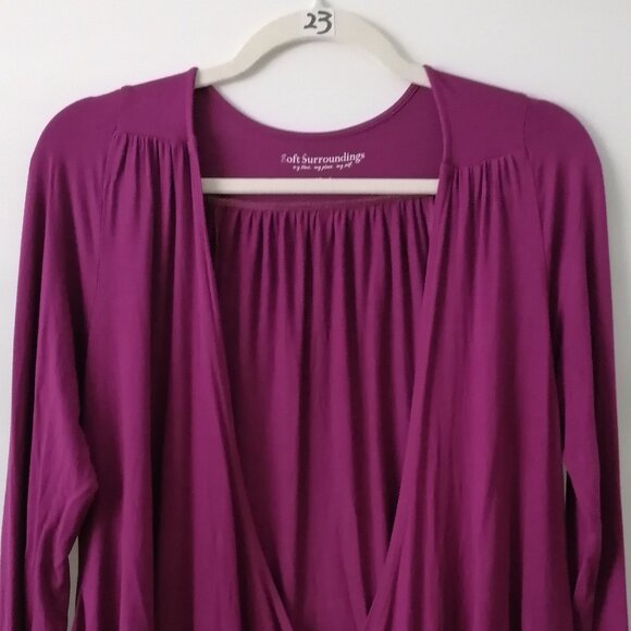 Soft Surroundings Purple Maroon Long Sleeve Open Front Cardigan Sweater Size XS - Picture 3 of 6